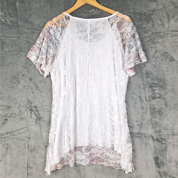 Womens Top XL‎ Romantic Floral Lace Bloomcore Fairy Coquette Boho Feminine Tunic - Picture 6 of 6